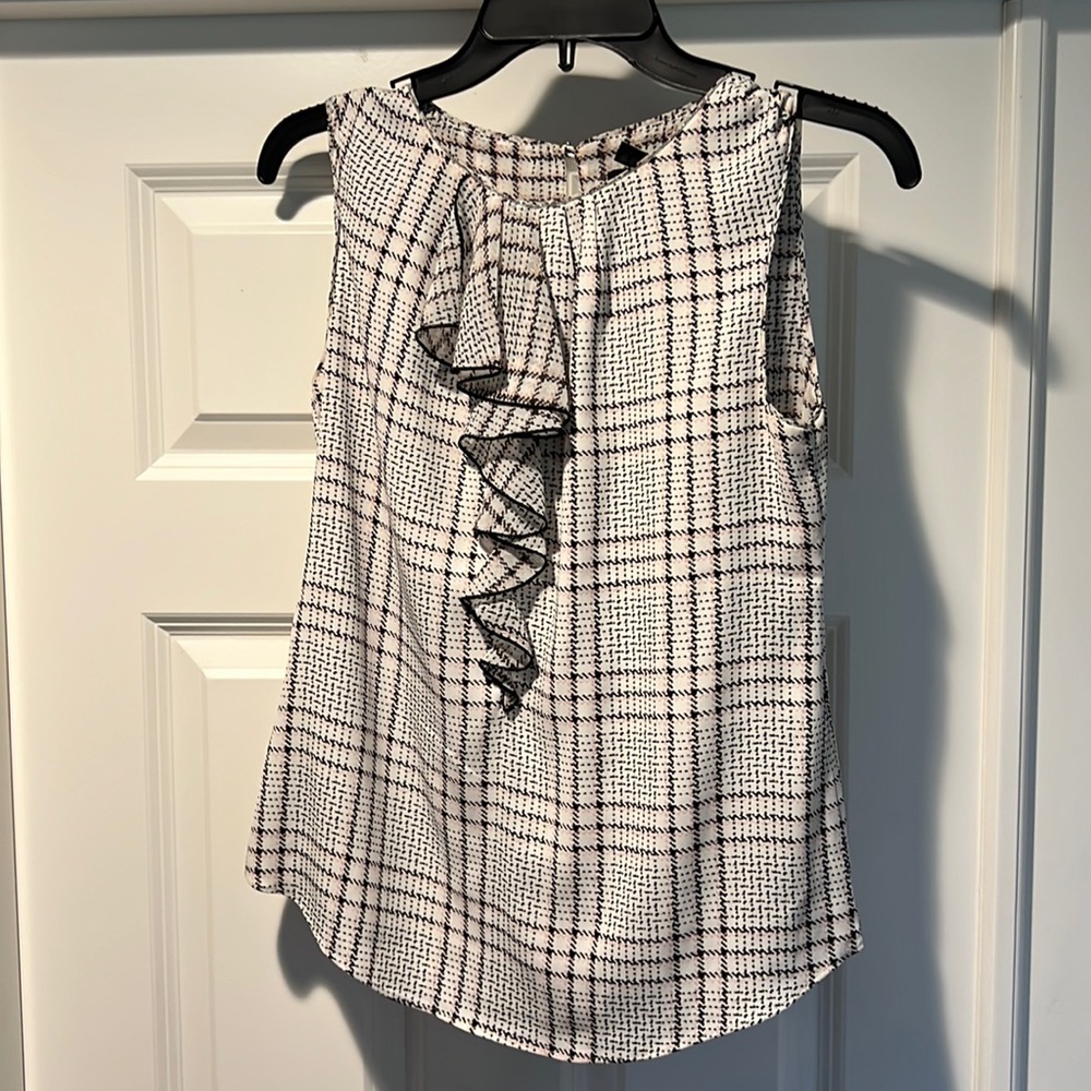 WHBM Blouse w/ silver beading on neckline. Size 0.